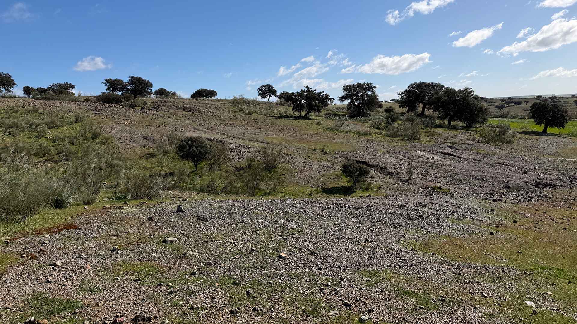 Gruvområde ses som kullar med lite växtlighet.